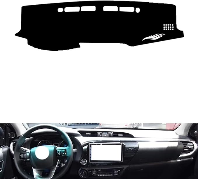 leather dashboard cover Compatible with Toyota HILUX 2018，dash cover（black）