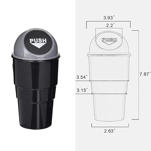 Cup Holder Trash can for car with Lid, Mini Garbage Cans for Back seat Leakproof Vehicle Automotive Cup Holder Car trashcan, Small Trash Bin for Automotive Office Home Kitchen (GREY002)