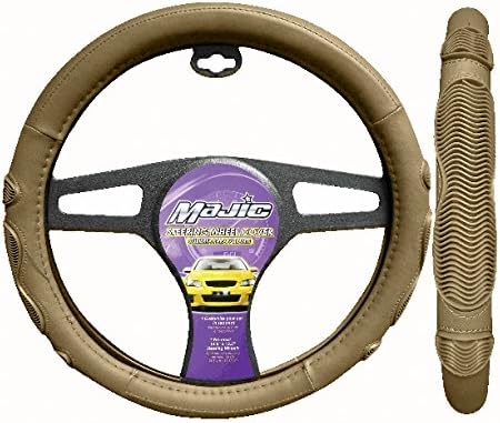 Majic Slip-On Steering Wheel Cover with Ultra Grip Design, Beige