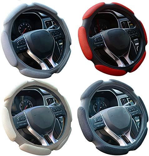 Auto Steering Wheel Cover Soft Hand Pad Cushion Slip-on Universal Fit 15'' / 38 cm (Black&red)