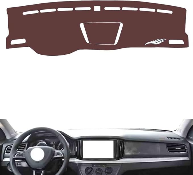 Leather Dashboard Cover Compatible with SkodaSkoda kamiq,Dash Board Cover mat Anti-Slip Sun-Proof and dust-Proof(Brown)