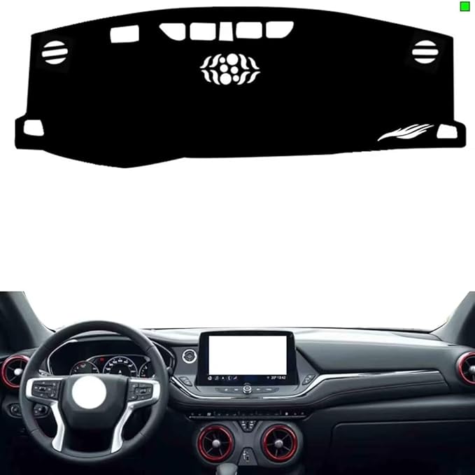 leather dashboard cover Compatible with Chevy BLAZER（warning light），dash cover（black）