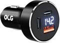 OLG 100W Car Charger – 3 Port Cargador para Carro (LED Display, 12V/24V Compatible) – Cigarette Lighter USB Fast Charge Adapter for iPhone, Android, Type V