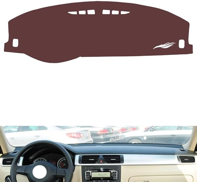 Leather Dashboard Cover Compatible with VW Bora 2008-2012,Dash Board Cover mat Anti-Slip Sun-Proof and dust-Proof(Brown)
