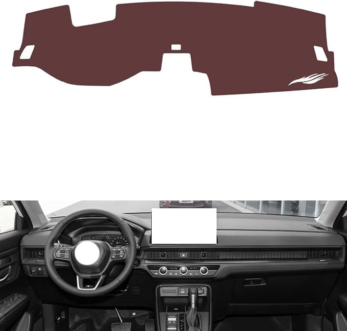 Leather Dashboard Cover Compatible with Honda CRV (HUD,Audio 2023,Dash Board Cover mat Anti-Slip Sun-Proof and dust-Proof(Brown)