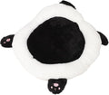 Cute Panda Plush Car Seat Cushion, Lumbar Support Pillow for Driving and Office Chair, Black Rabbit Fur Round Pad, Universal Automotive Interior Accessory