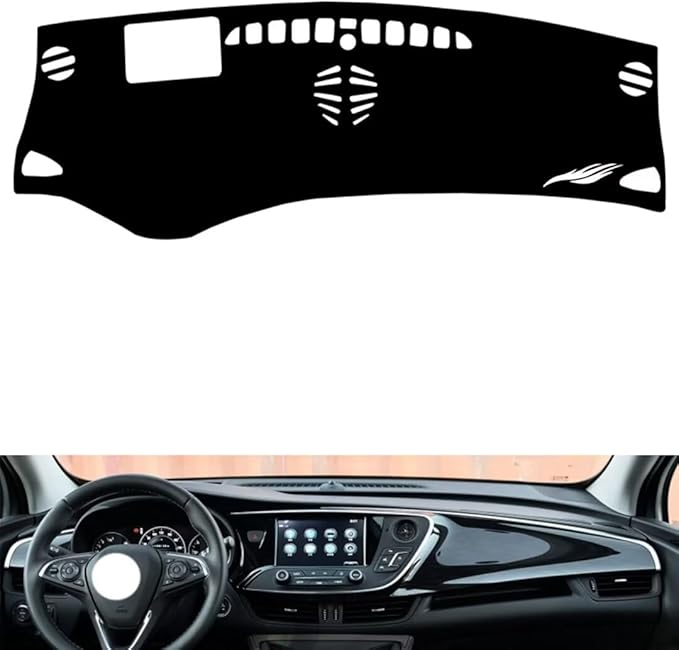leather dashboard cover Compatible with Buick Envision （HUD、speakers） 2018-20，dash cover（black）