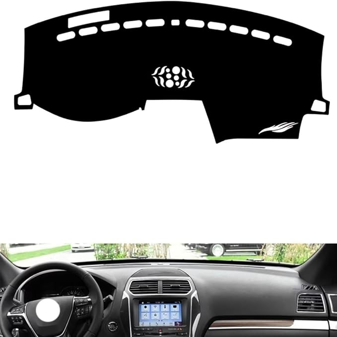 leather dashboard cover Compatible with FORD Explorer (warning light 2011-2018，dash cover（black）