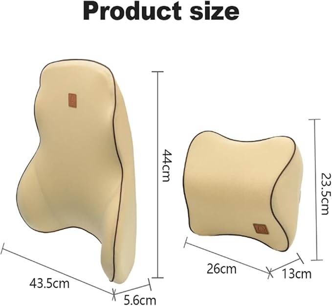 Car Driver Pillow Lumbar Support Back Cushion Fit for Seat Neck Pillow Washable Pillow Cushion(1pcs Beige Neck)