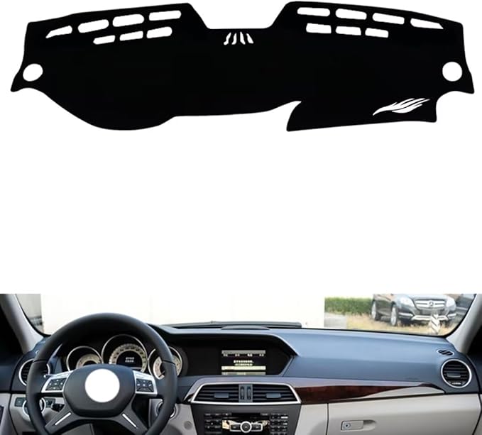 leather dashboard cover Compatible with Mercedes C Class 2011-2013，dash cover（black）