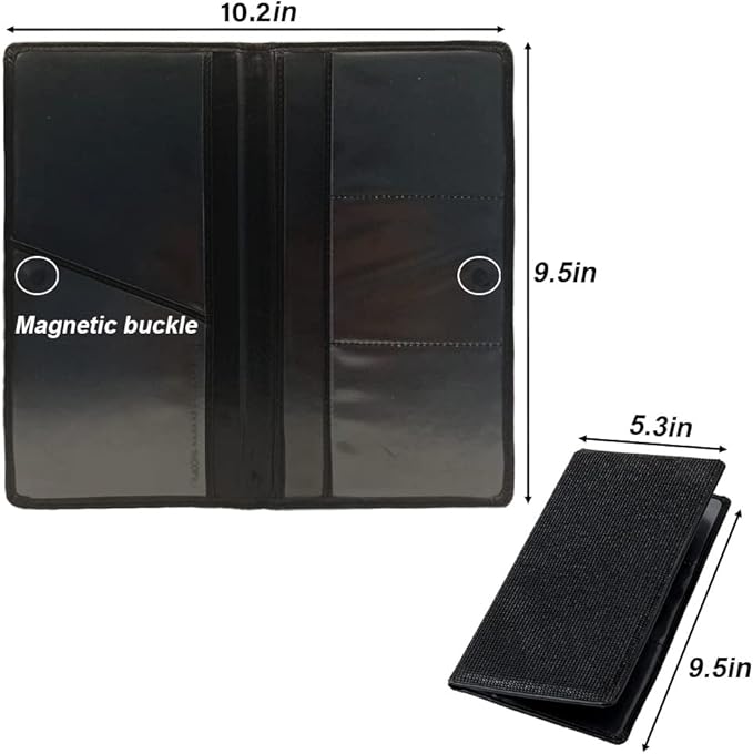 Car Registration and Insurance Document Holder,Bling Rhinestone Organizer Leather Vehicle Glove Box Organizer Car Holder Magnetic Closure Driver License Card Wallet Case (Black)
