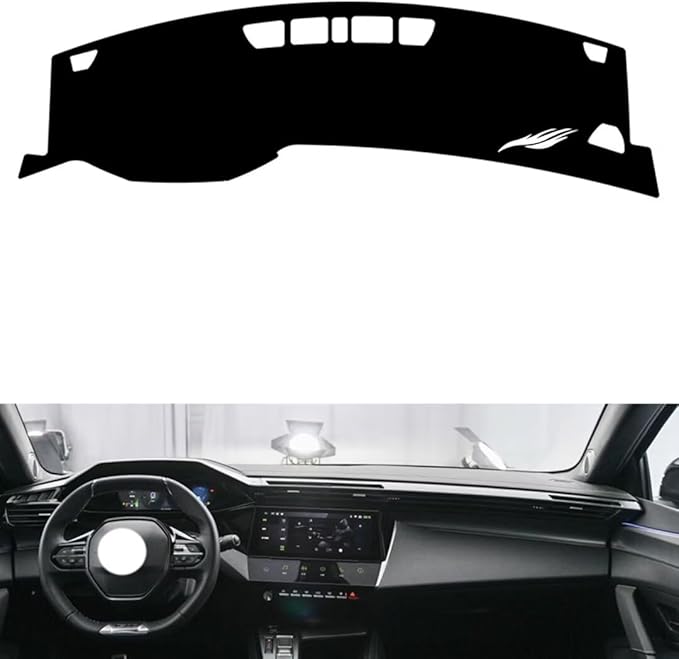 leather dashboard cover Compatible with Peugeot 408X (no speaker)，dash cover（black）
