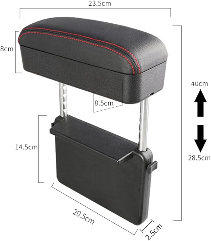 AOWIS Car Console Armrest Box Arm Rest Height Adjustable Comfort Elbow Pad Universal (Black)