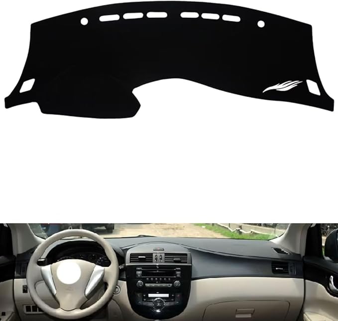 leather dashboard cover Compatible with Nissan Tiida（Half covered） 2016-2023，dash cover（black）