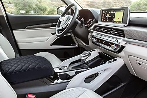 KMMOTORS Telluride Console Cover, Armrest Cushion, Vegan Leather, Console lid Protector, Anti-Scratch (Black)