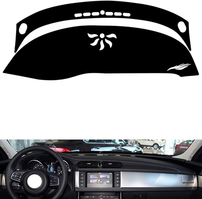 leather dashboard cover Compatible with Jaguar XF 2016-2019，dash cover（black）