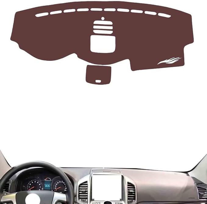 Leather Dashboard Cover Compatible with Chevy Captiva 2010-2017,Dash Board Cover mat Anti-Slip Sun-Proof and dust-Proof(Brown)