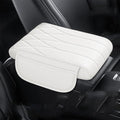 Car Center Console Cover for Ford Bronco Badlands/Sasquatch 2021-2025, Leather Armrest Pad Comfortable Waterproof Arm Rest Box Cushion Protector with Storage Bag,Normal-F/White