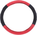 United Pacific 70409 18" Carbon Fiber Pattern Steering Wheel Cover, Engineered Leather Construction, Large Grip – ONE Steering Wheel Cover – Black/Red Carbon Fiber
