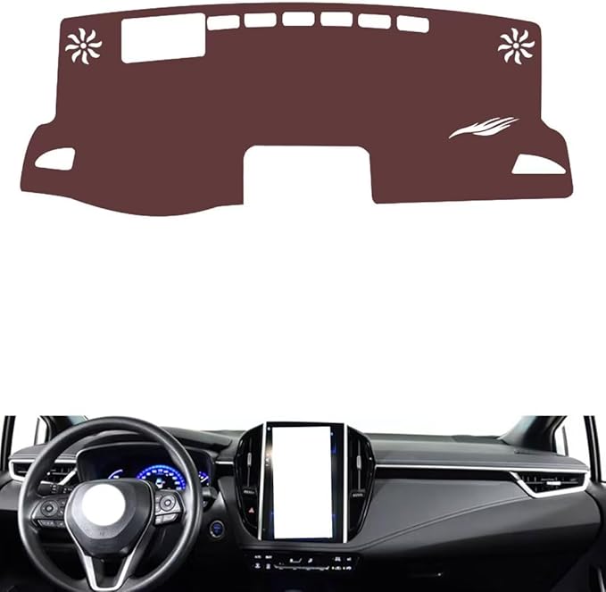 Leather Dashboard Cover Compatible with Toyota Corolla （Vertical Screen、HUD） 2019-2023，Dash Cover, Non-Slip Dash Cover, Dash mat Dashboard Cover, Interior Dash Covers