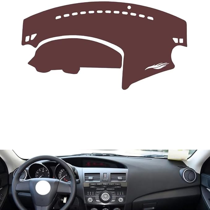 Leather Dashboard Cover Compatible with Mazda 3 2011-2015,Dash Board Cover mat Anti-Slip Sun-Proof and dust-Proof(Brown)