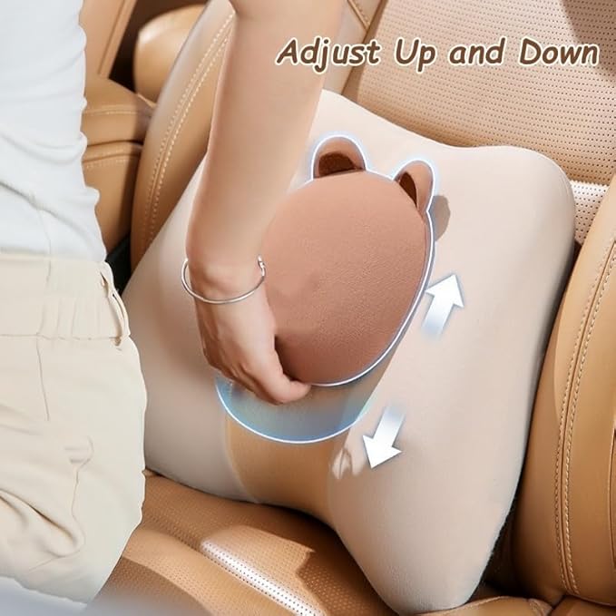 Car Lumbar Support and Neck Pillow for Driving Seat, Memory Foam Car Back Support Pillow & Headrest for Improve Posture, Driver Back Neck Sciatica Pain Relief Cushion (Grey)