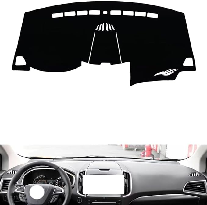 leather dashboard cover Compatible with FORD Edge （No warning light） 2015-2018，dash cover（black）
