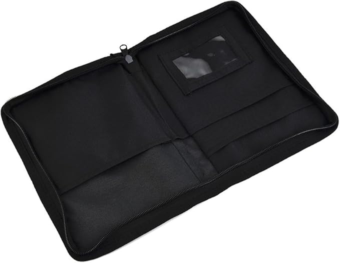 For Car Glove Box Organizer Storage Folder with Multi Pockets for Documents and Manuals, Zippered Exterior Pocket, Elastic Loop for Pen or Tire Gauge, 600D Oxford
