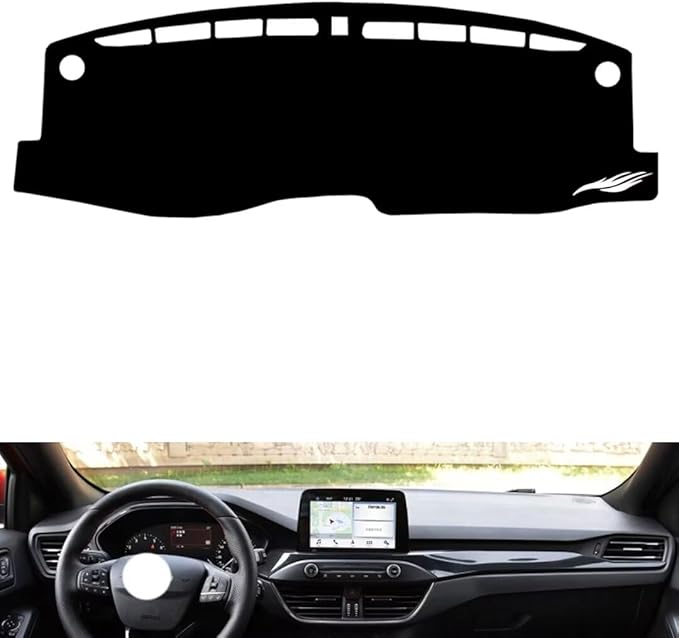 leather dashboard cover Compatible with FORD NEW Focus（no speakers） 2019-2022，dash cover（black）