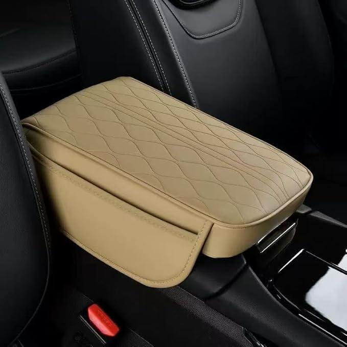 1 Pack Car Center Console Cover Custom Fit for 2010-2025 Toyota 4Runner 4-Runner 5th Gen SUV, Leather Memory Foam Armrest Cushion Protector, Anti-Scratch Durable Armrest Pad,Beige