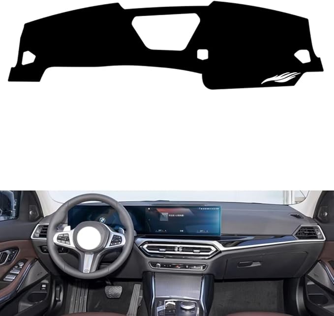 Leather Dashboard Cover Compatible with BMW I4 (NO HUD 2022-2023，Dash Cover（Black）