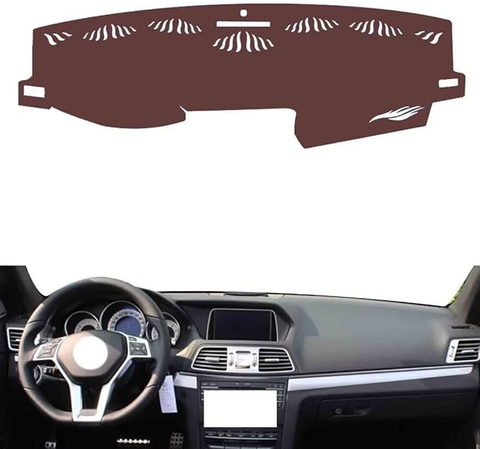 Leather Dashboard Cover Compatible with Mercedes E Class Coupe 2013-2016,Dash Board Cover mat Anti-Slip Sun-Proof and dust-Proof(Brown)