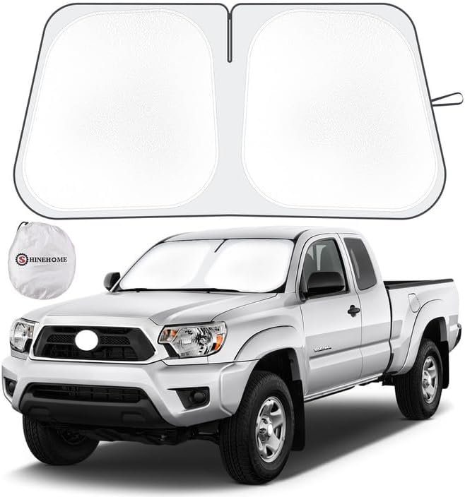 SHINEHOME Car Windshield Sun Shade Compatible with 2016-2023 2024 2025 2026 Toyota Tacoma Accessories Foldable Sunshade Truck Custom Windshield Sun Visor