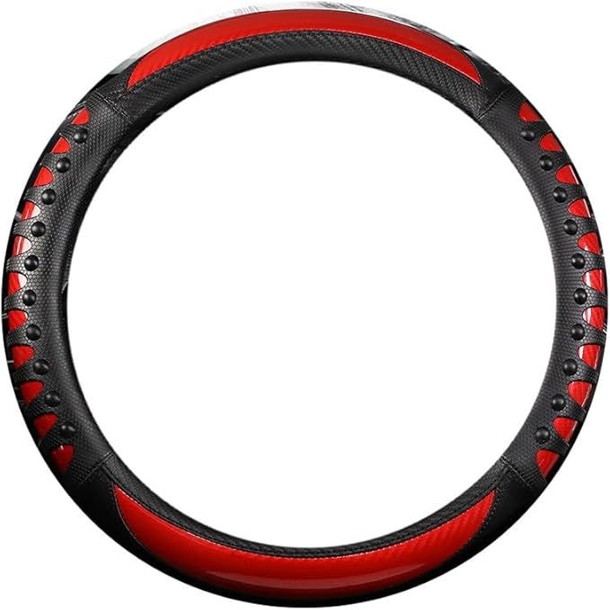 Steering Wheel Cover For Women And Men,Carbon Fiber Steering Wheel-Anti-Slip, Scratch-Resistant, Current Fit For 14–16 Inch Wheels Fit For Most Cars(38CM Red)