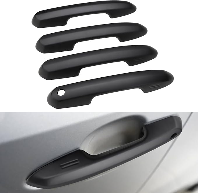 DLOVEG Upgraded Snap-on Door Handle Cover Compatible for 2019-2024 2025 Toyota Rav4 Accessories for Highlander 2020-2024 2025 No Adhesive Black Handle Protectors Matte Black