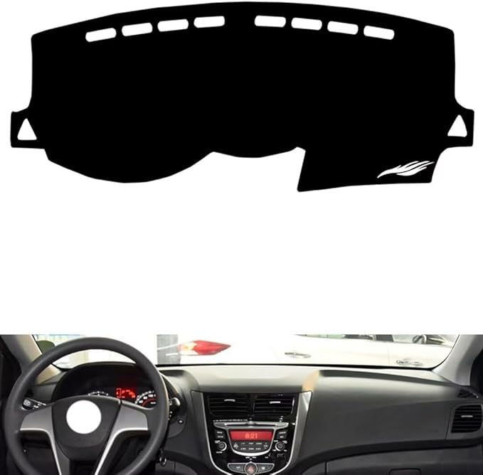 leather dashboard cover Compatible with HyundaiHyundai Verna 2014-2016，dash cover（black）
