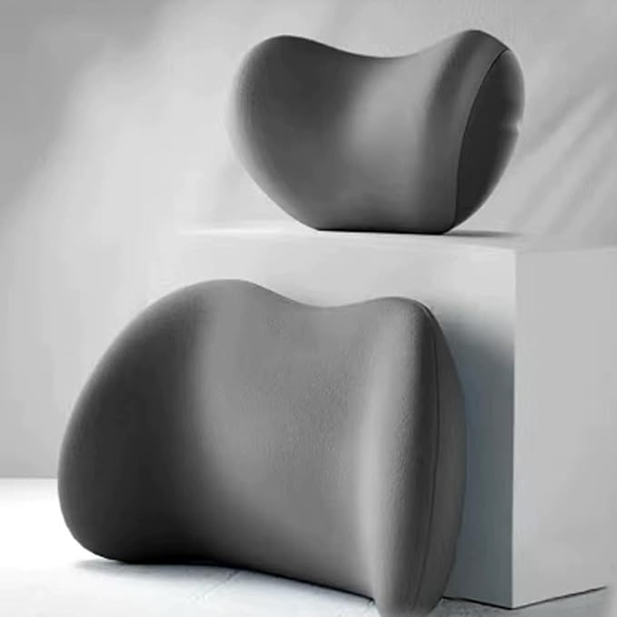 Car Headrest Lumbar Support Cushion for Subaru Outback 2024,reathable Comfortable 3D Memory Foam Adjustable Car Headrest and Lumbar Cushion,Grey