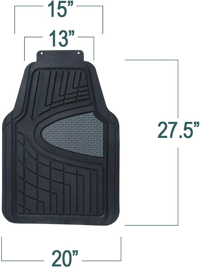 FH Group Premium Liners Tall Channel Trimmable All Weather Rubber Full Set Car Floor Mats (Beige) w. Trimmable All-Season Cargo Liner (Black) - Universal Fit for Cars Trucks and SUVs