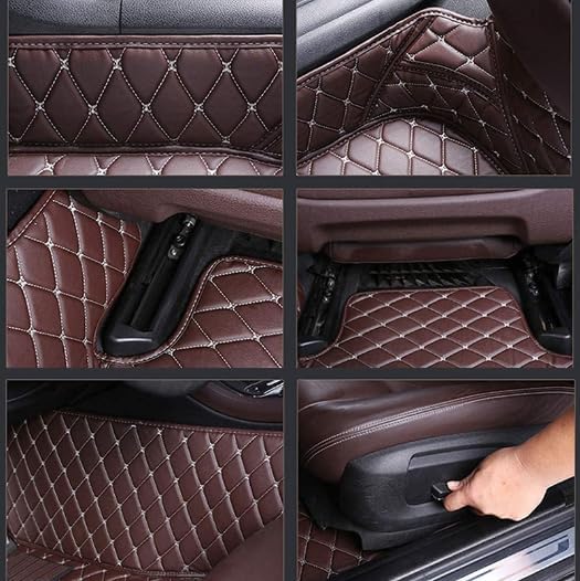 Custom Leather Car Mats, Vehicle-Specific Fit All-Weather Floor Mats, 100% Waterproof Anti-Slip Durable Protection for SUV Truck Sedan, Precision Tailored Protection (Black and Yellow 2 car mat)