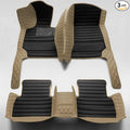 KaiLaiCarCustom Automotive Car Floor Mats for 99.99% Sedan SUV Sports Car Men Women Protection Full Coverage Pads Anti-Slip Leather Floor Lining… (Beige Diamond +Black Strip)