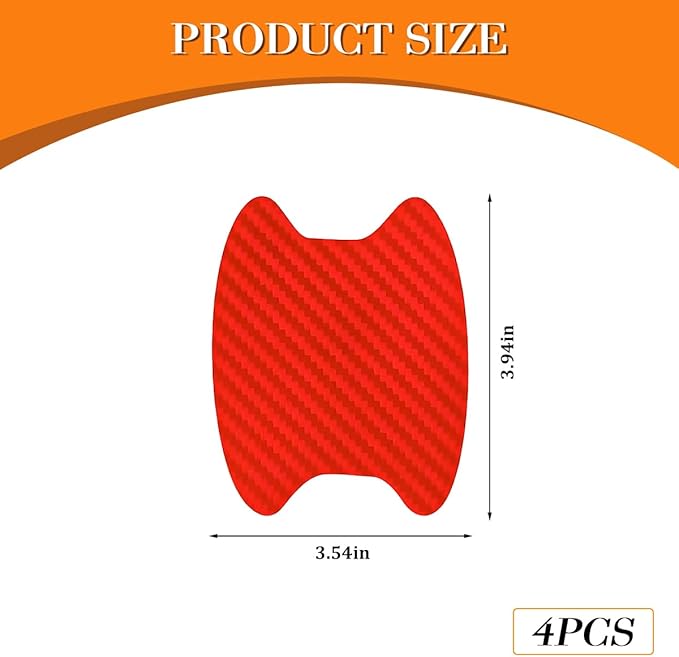 Car Door Handle Cup Scratch Protector, 4PCS 3D Carbon Fiber Vehicle Handle Bowl Sticker, Automotive Exterior Door Cup Protection Decal, Universal for SUV Caravan Automobile (Red)