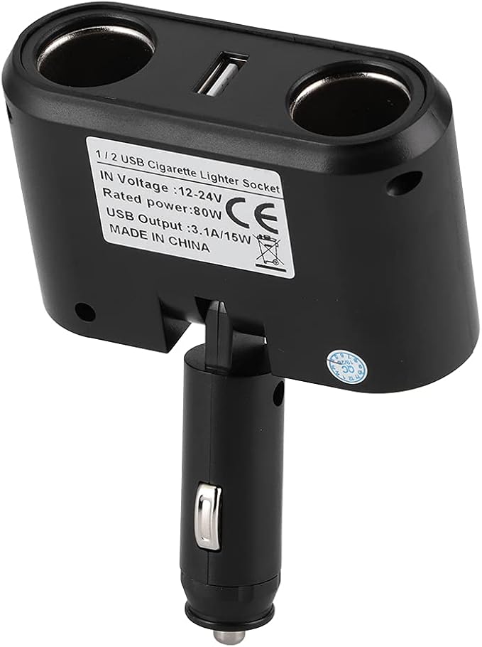 Universal Car 2 Way Cigarette Lighter Cigarette Lighter Socket Distributor Socket Multi Port Car USB Charger Adapter Can Connect Car Recorder, Cell Phone Car Charger 12-24v
