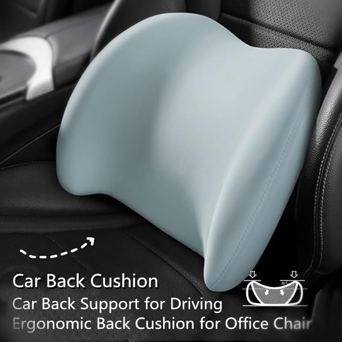Car Headrest & Lumbar Support Cushion Kit, Ergonomic Car Seat Neck Pillow and Backseat Cushion for Driving Fatigue Relief, Driving Seat Memory Foam Neck Back Rest Pillows (Coffee)