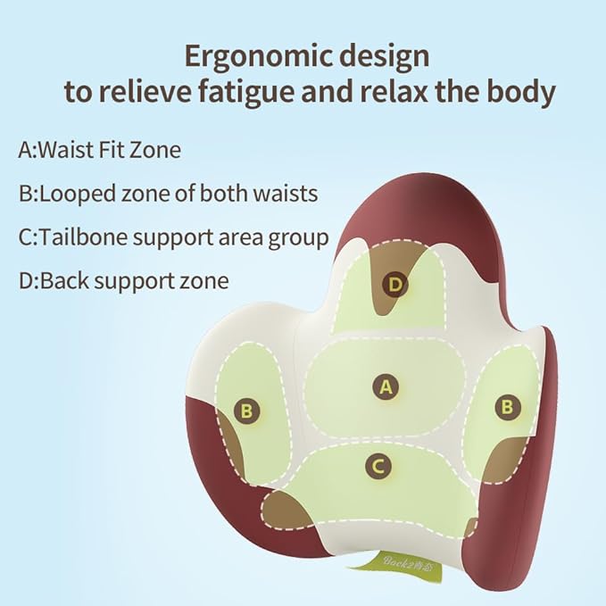 Lumbar Support Pillow for Office Chair, Car Back Support with Memory Foam, Support for Lower Back Pain Relief Lumbar Pillows, Ergonomic Back Cushion for Desk Chair, Sofa, Bed, Car Seat (Red/White)