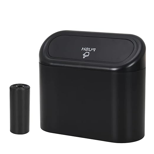 Car Trash with Lid - 2 Packs Universal Vehicle Mini Leakproof Garbage Bin Can Organizer Storage for Front Back Seat Accessories for Auto Office Bedroom Home(Black)