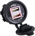 5v Dual USB Car Charger Socket for Motorcycle Boat ATV Powers Mobile Phones GPS and Tablets Simultaneously Easy Installation Red Light Indicator