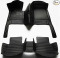 Custom Car Floor Mats Fit 96% Car Model Luxury Leather Waterproof Anti-Skid Full Coverage Liner Front Rear Mat/Set (Black Stripe)