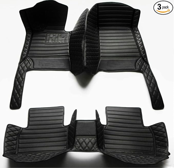 Custom Car Floor Mats Fit 96% Car Model Luxury Leather Waterproof Anti-Skid Full Coverage Liner Front Rear Mat/Set (Black -3D)