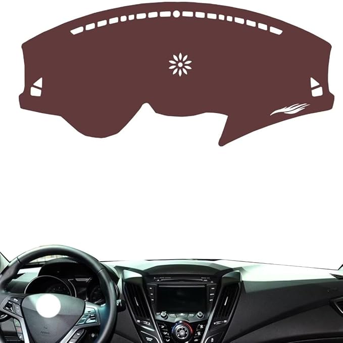 generic leather dashboard cover Compatible with HyundaiHyundai Velosterr 2011-2015，dash cover, Non-Slip Dash Cover, Dash mat Dashboard Cover, Interior Dash Covers, brown