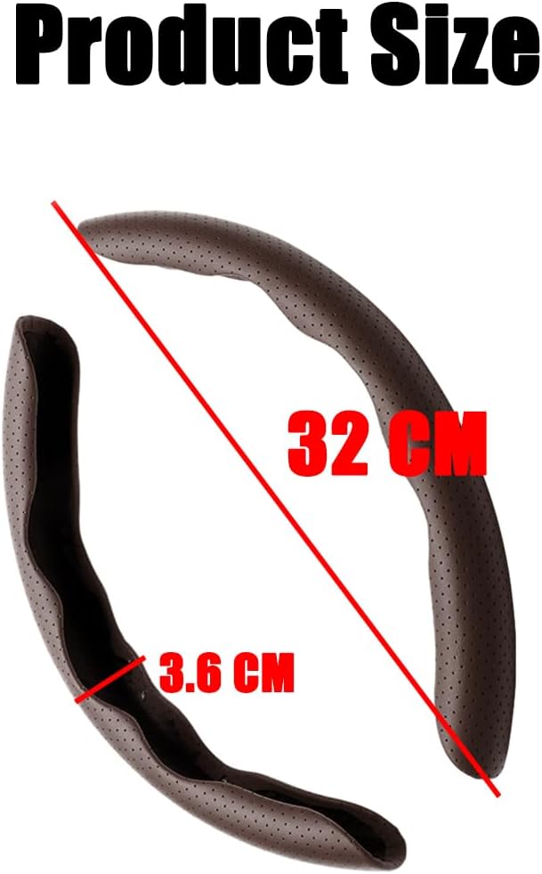 LoyaForba Car Steering Wheel Cover, Universal 15 Inch Leather Segmented Auto Steering Wheel Protector, Anti-Slip and Soft Breathable, Car Interior Accessories for Most Vehicle, SUV, Truck (Coffee)